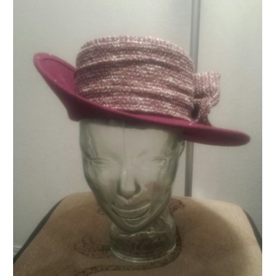 Church Lady/Derby Hat Wool Felt Plum with Tweed mix  eb-46076254